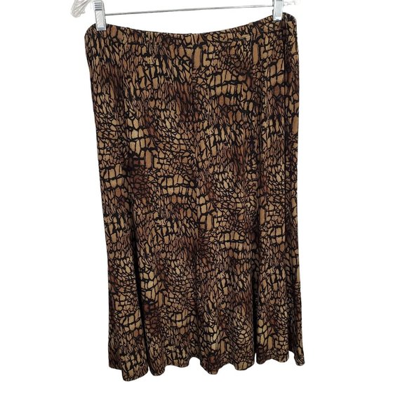 Chico's Travelers 3 Size XL Skirt Reptile Print Pull-On Midi Full A-line Slinky - Picture 2 of 5